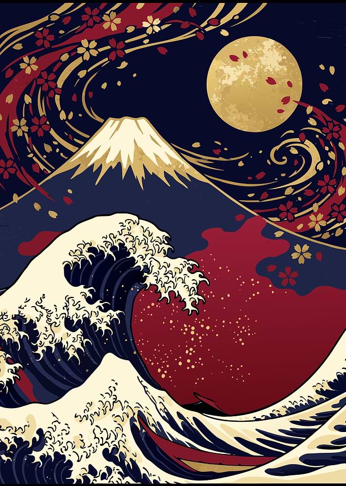 Mount Fuji and Great Wave Art