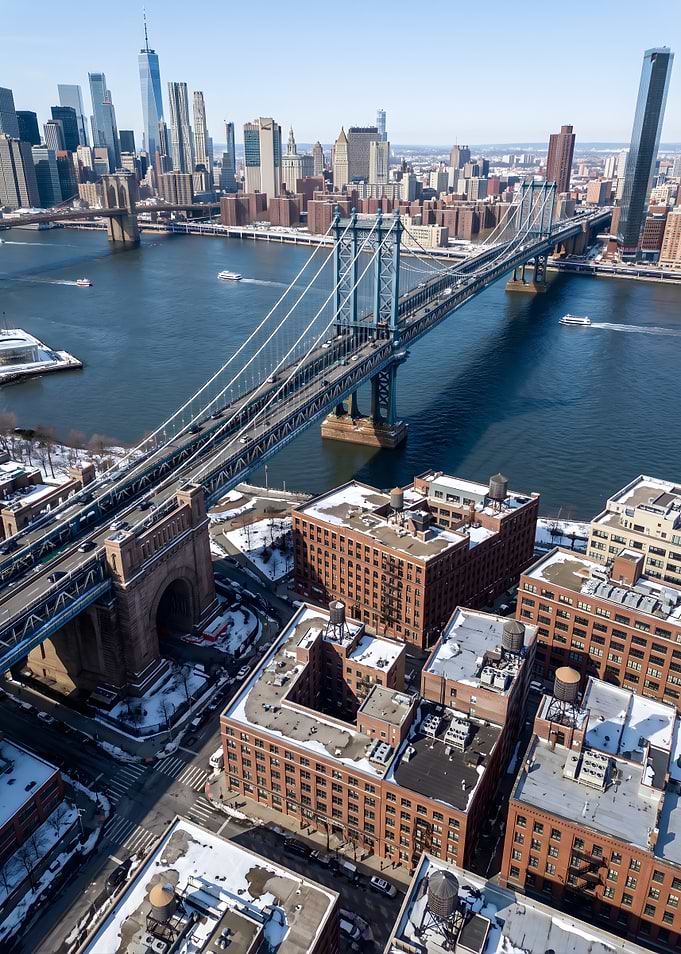 Aerial View of Manhattan Bridge New York City