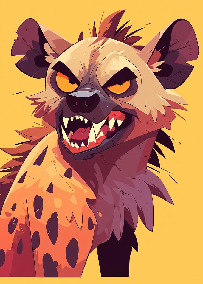Stylized Aggressive Hyena Portrait