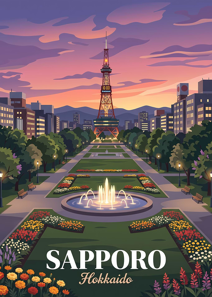 Sapporo Odori Park Travel Poster