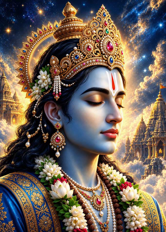 Divine Portrait of Lord Krishna