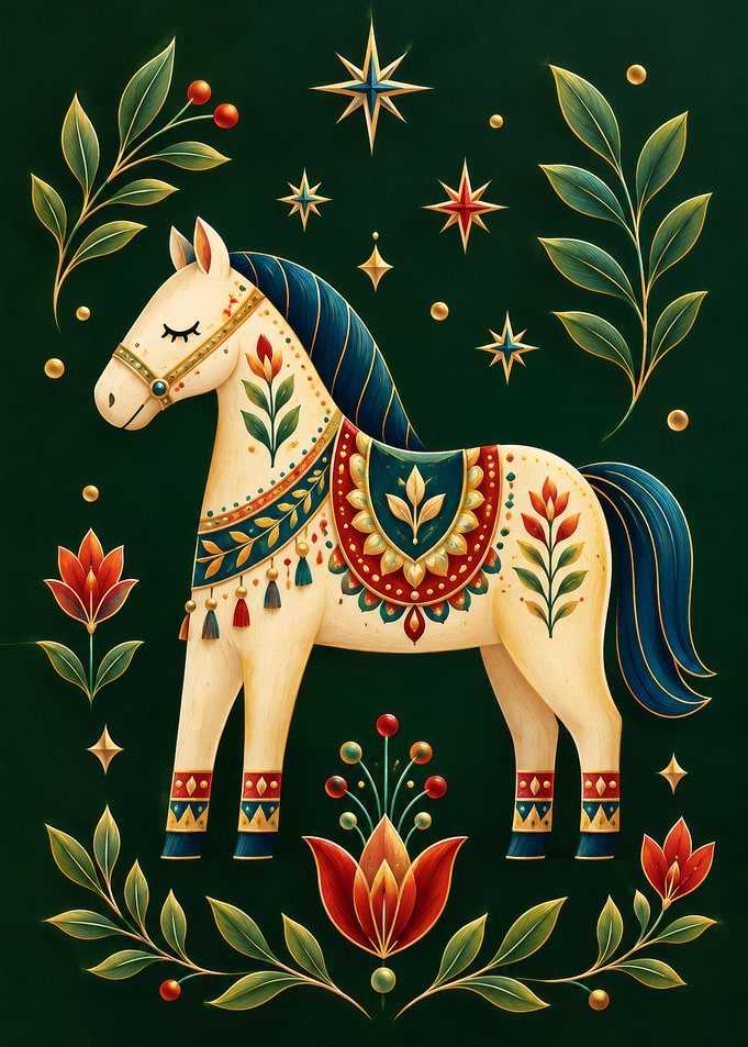 Folk Art Dala Horse Illustration