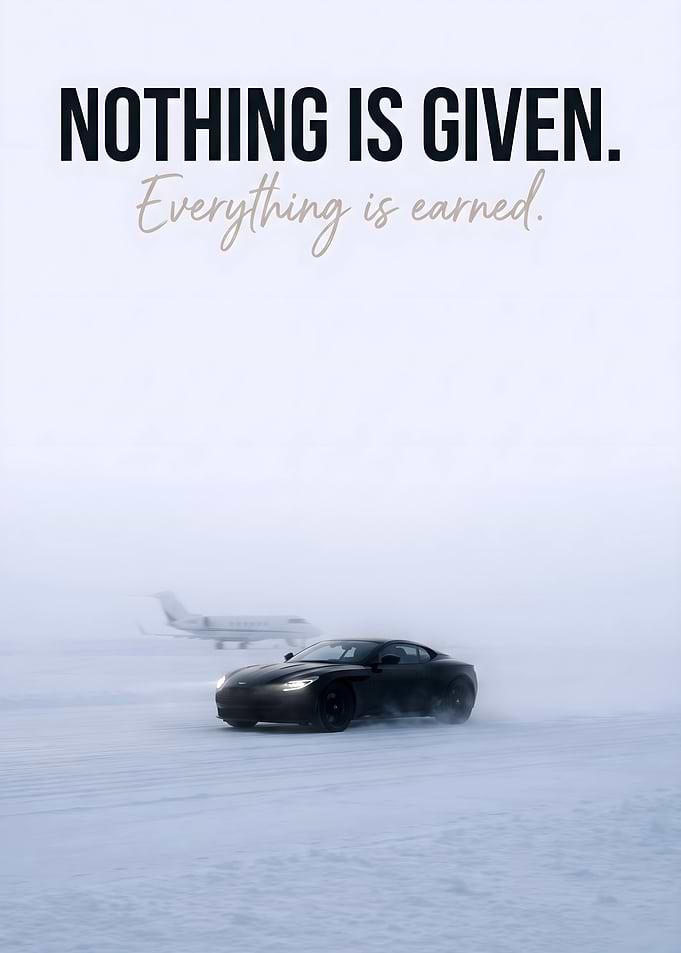 Motivational Car Poster in Snow