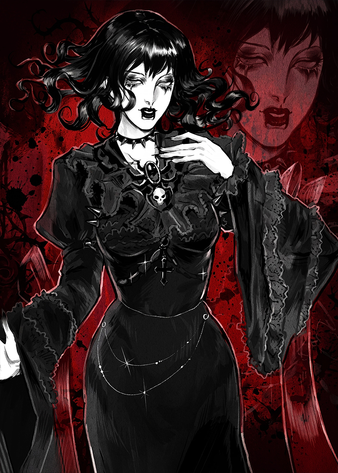 Gothic Vampire Woman Digital Illustration