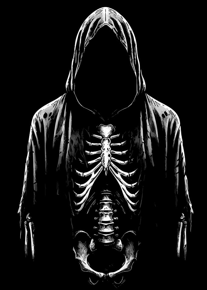 Grim Reaper Skeleton Hooded Figure