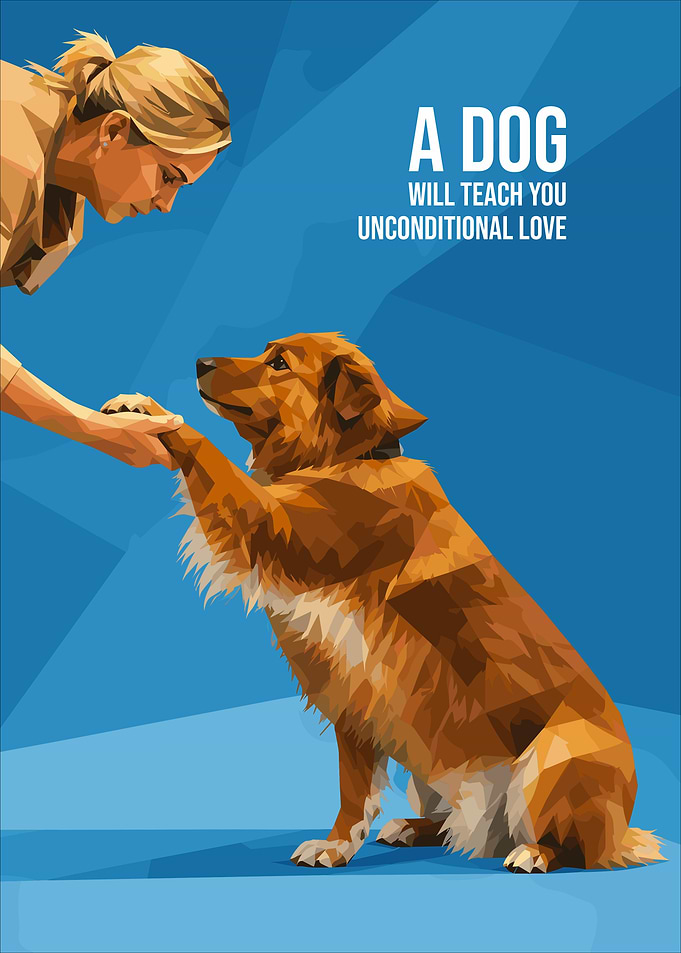 Low Poly Dog Unconditional Love Poster