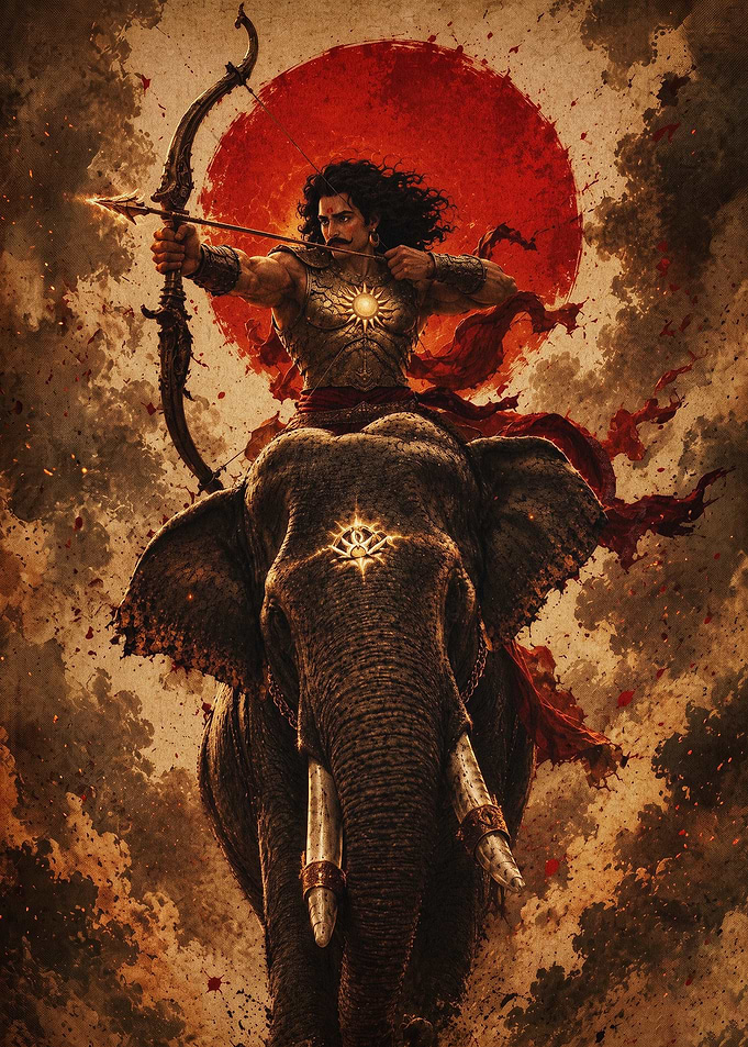Hindu Warrior Elephant Art Poster