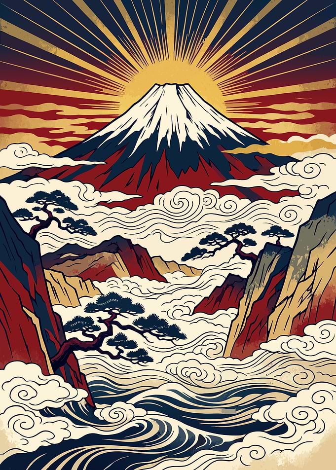 Sacred Peaks – Golden Sunrise Above the Sea of Clouds