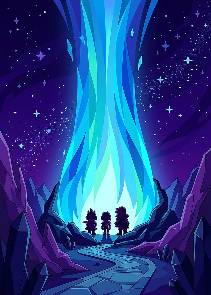 Deltarune Characters Facing Dark Fountain