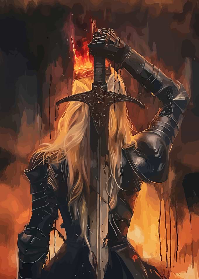 Warrior Queen with Flaming Sword