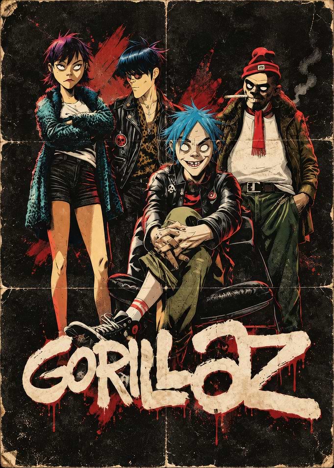 Gorillaz Band Members Poster