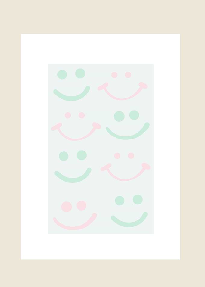 Pastel Smiley Face Pattern Print
