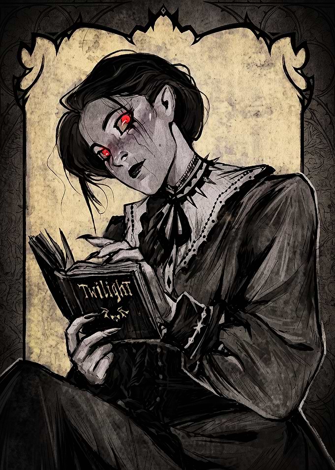 Gothic Vampire Reading Twilight Book