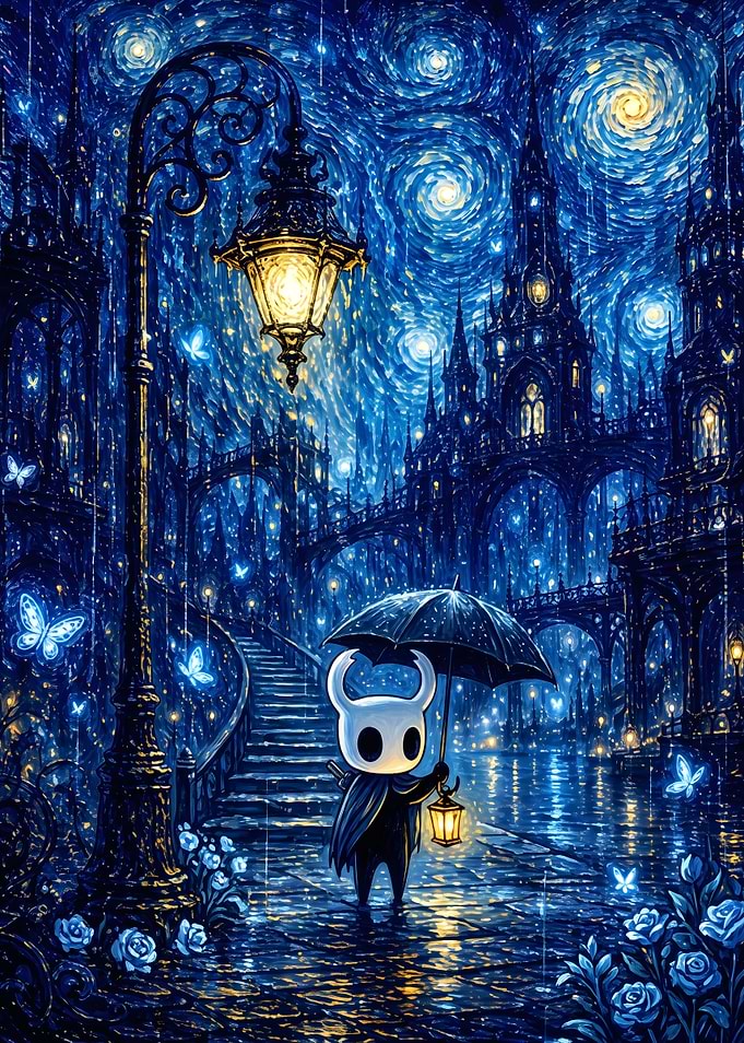 Hollow Knight in Starry Night City