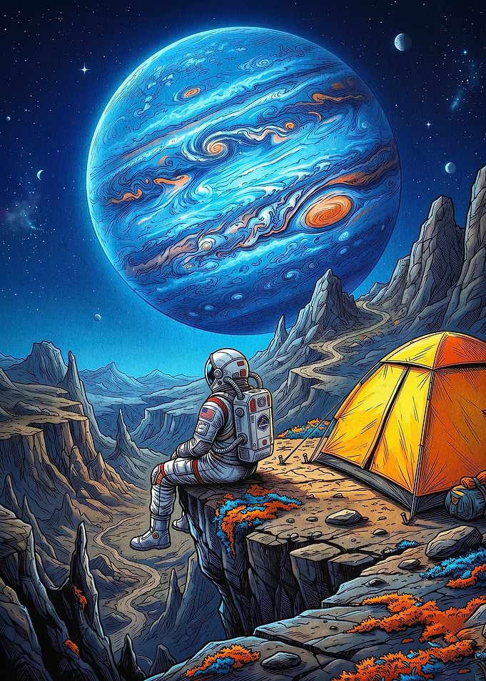 Astronaut Planet Camp Cosmic Art