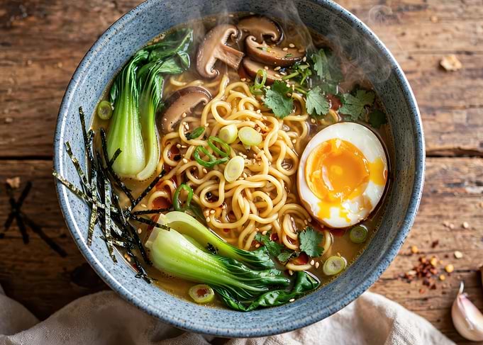 Steaming Bowl of Homemade Ramen