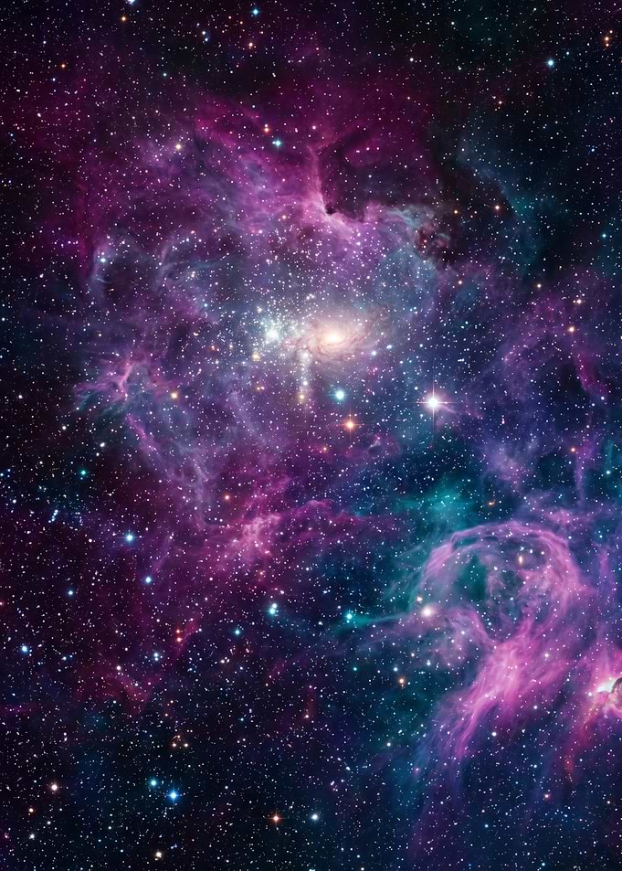 Vibrant Purple and Teal Nebula
