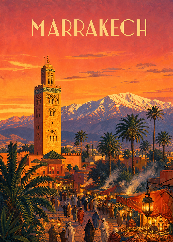 Vintage Travel Poster of Marrakech