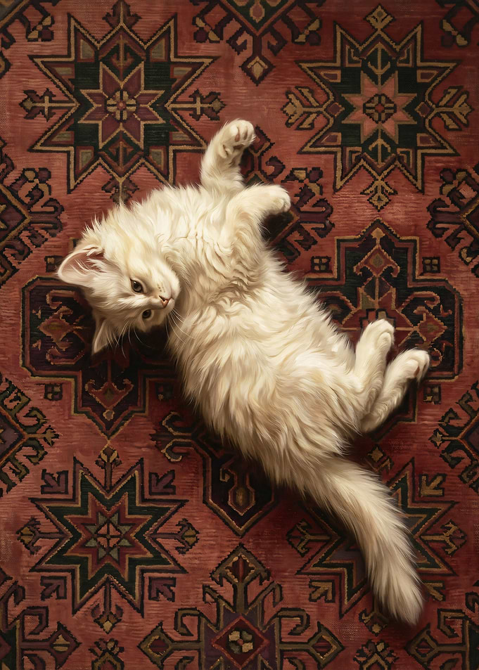 Fluffy Kitten on Persian Rug