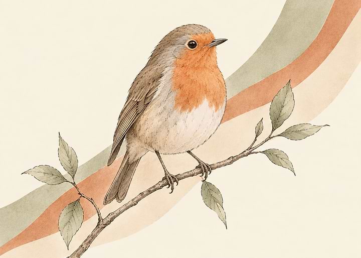 European Robin on a Branch