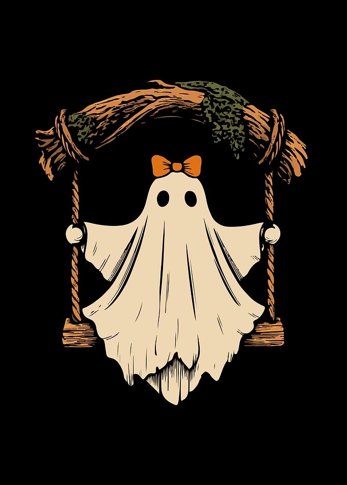 Cute Ghost on a Swing