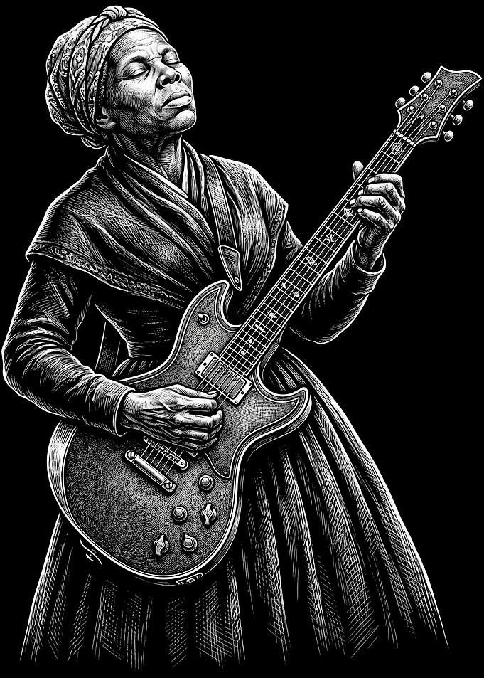 Harriet Tubman Playing Electric Guitar