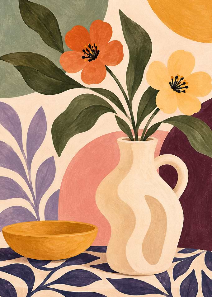 Abstract Floral Still Life Painting