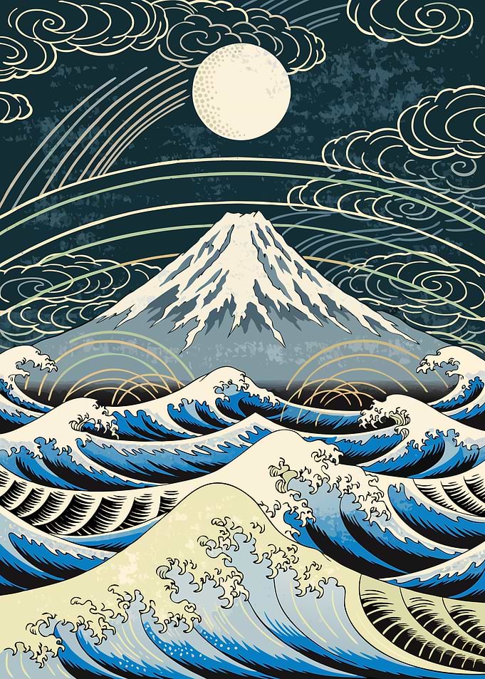 Mount Fuji and Great Wave Art
