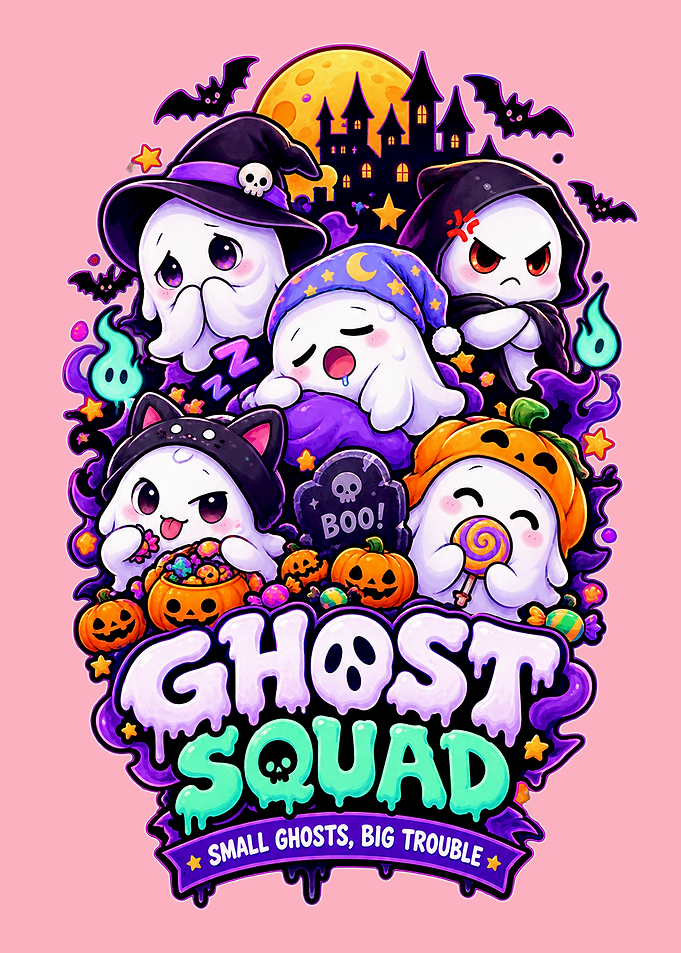 Ghost Squad Cute Halloween Illustration