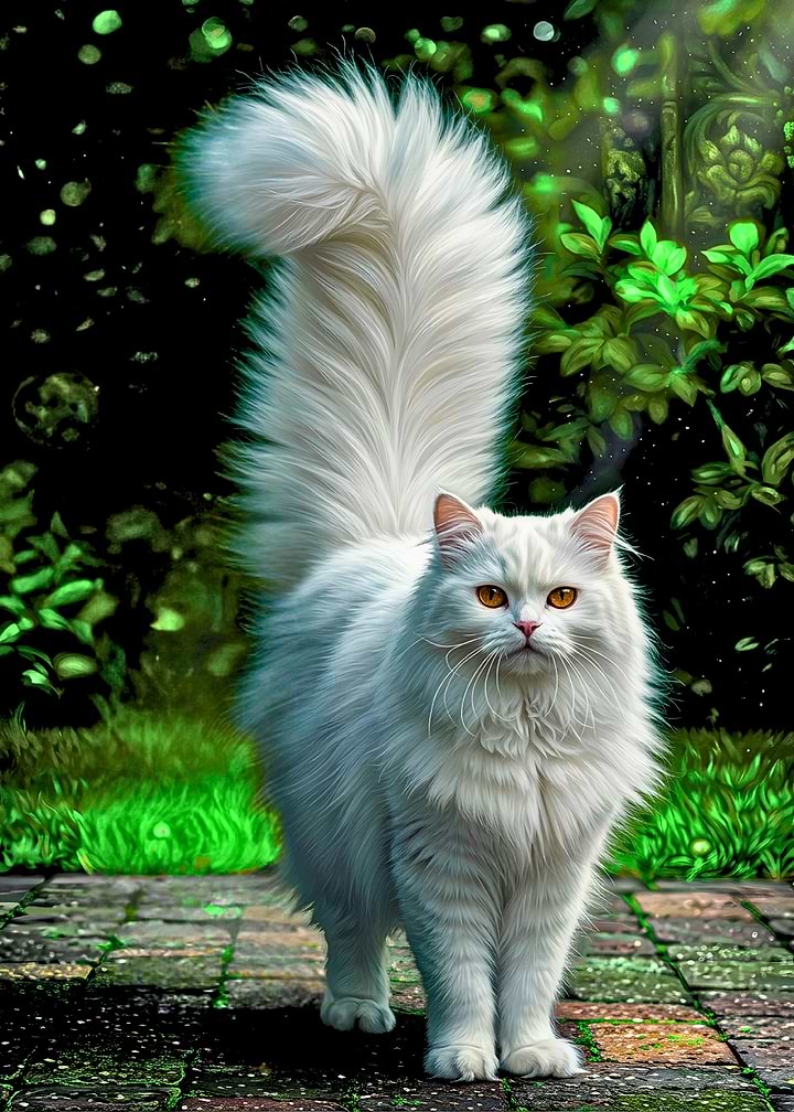 Majestic Fluffy White Cat
