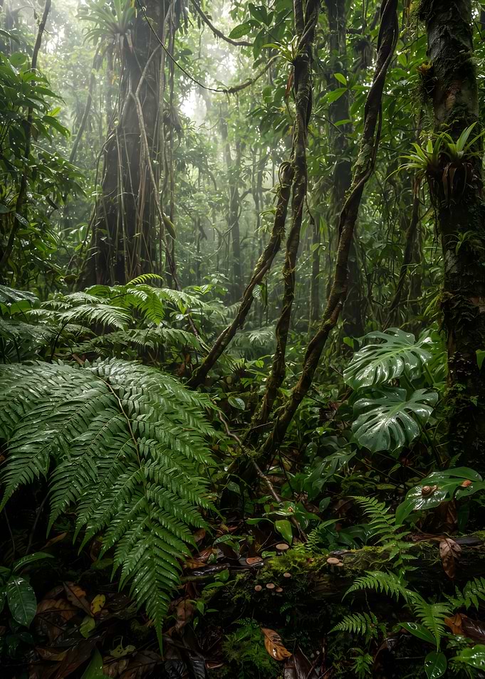 Misty Tropical Rainforest Interior