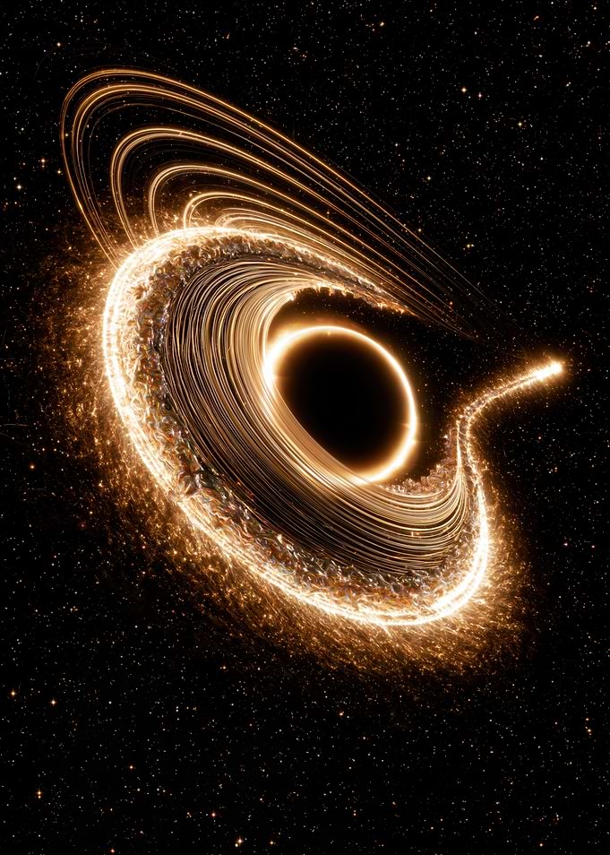 Glowing Black Hole in Deep Space