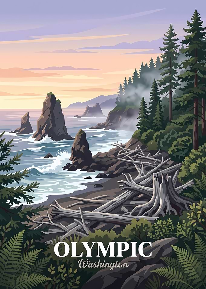 Olympic National Park Washington Travel Poster