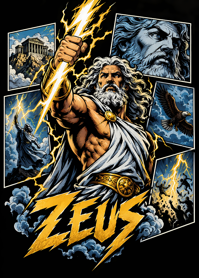 Zeus Greek God Lightning Comic Art