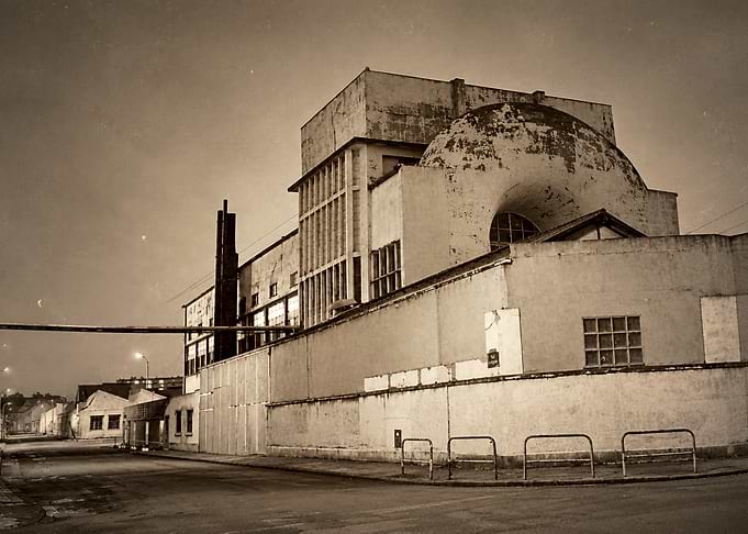 Sepia Toned Industrial Building Exterior