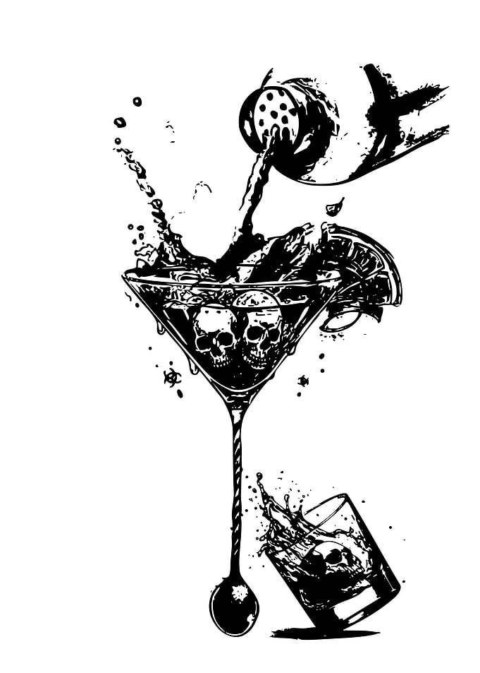 Skull Cocktail Drink Illustration