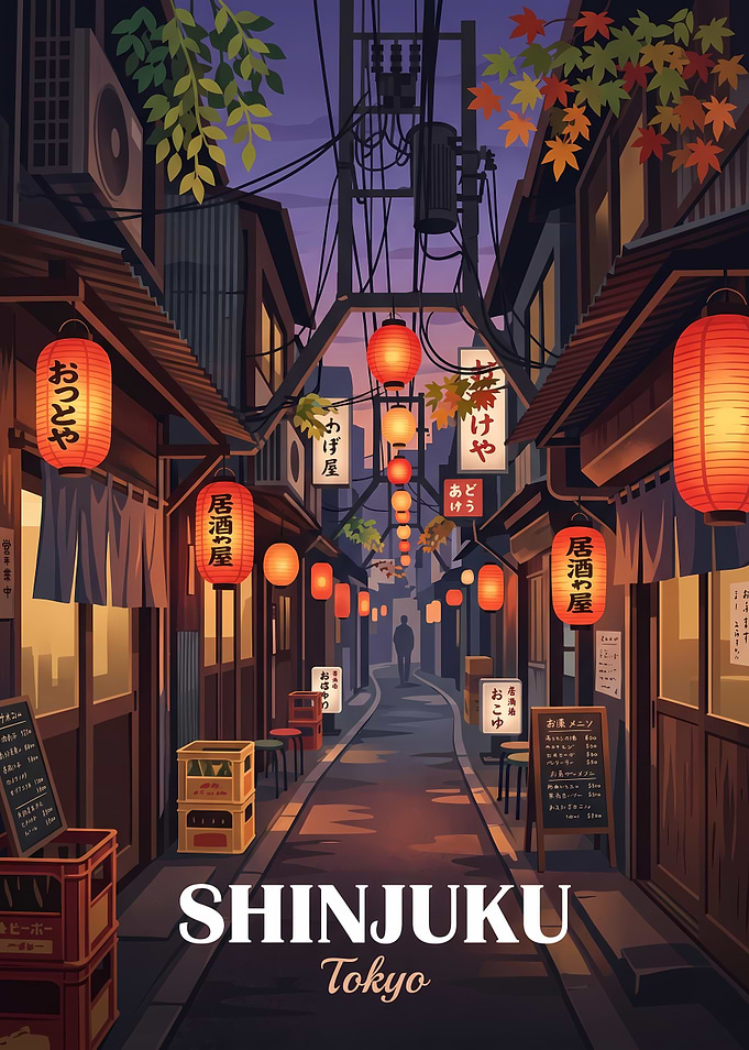 Shinjuku Tokyo Night Alleyway Poster