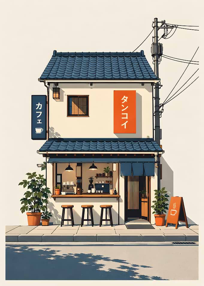 Traditional Japanese Street Cafe