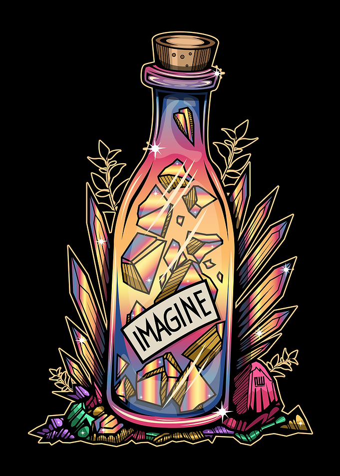 Imagine Crystal Bottle Illustration