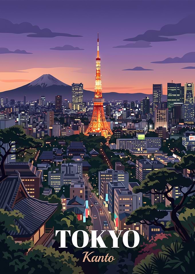 Tokyo Cityscape with Mount Fuji