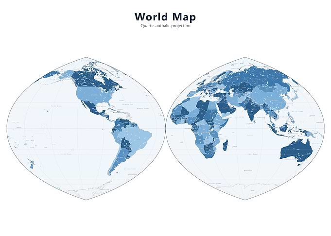 Quartic Authalic Projection World Map