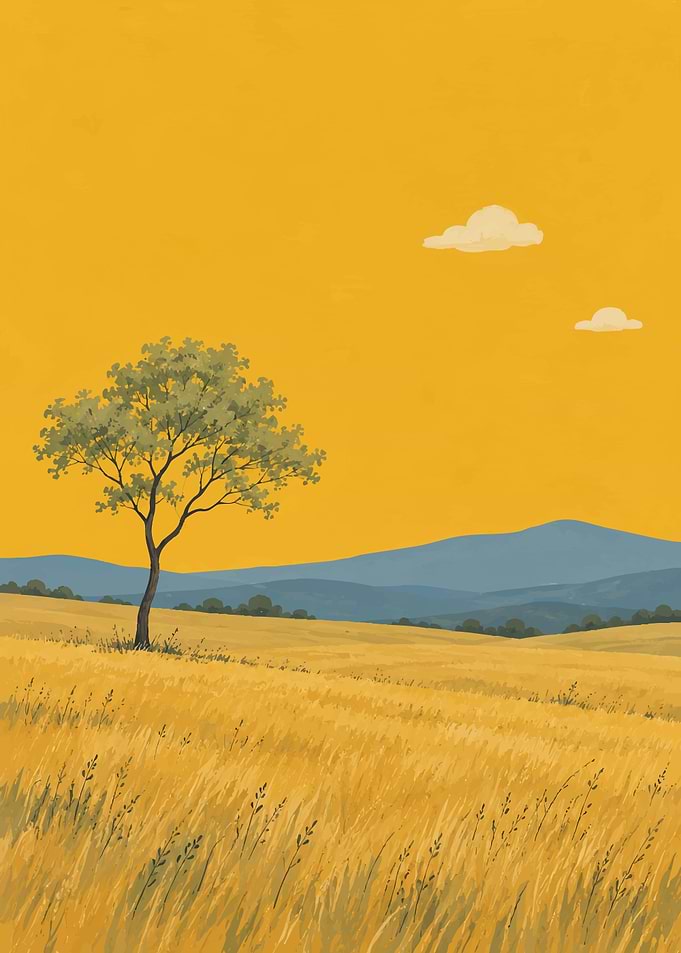 Golden Field with Solitary Tree