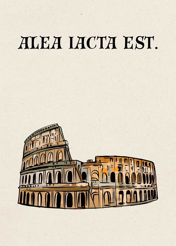 Roman Colosseum Alea Iacta Est Latin Quote Wall Art