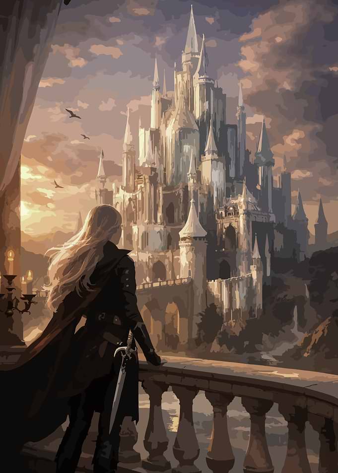 Warrior Watching Over Fantasy Castle