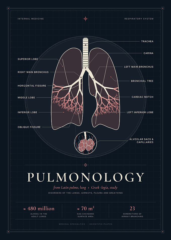 Pulmonology – Lungs & Bronchial Tree Anatomy Chart