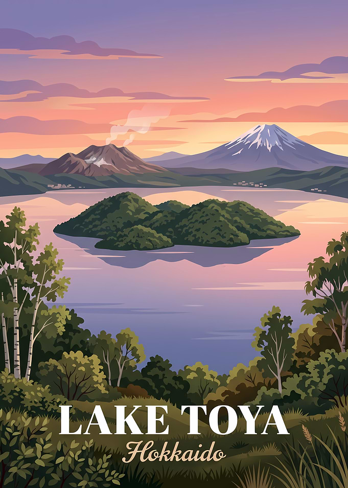 Lake Toya Hokkaido Travel Poster
