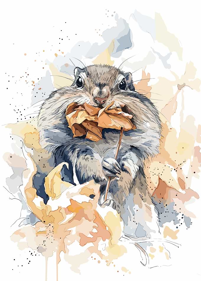 Watercolor Illustration of a Squirrel