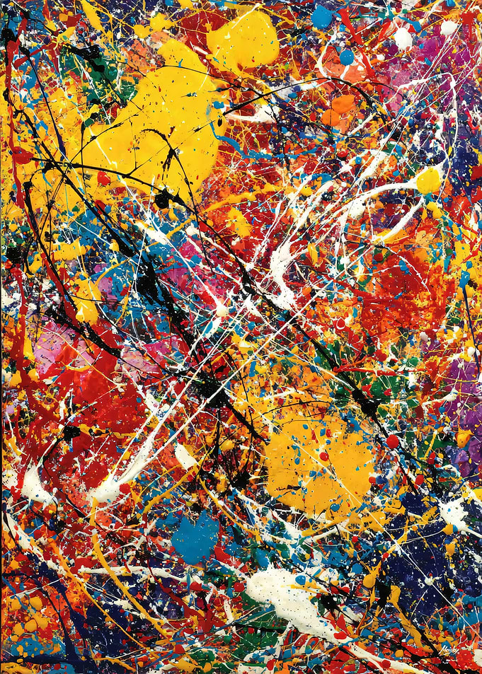 Solar Collision - Colorful Action Painting