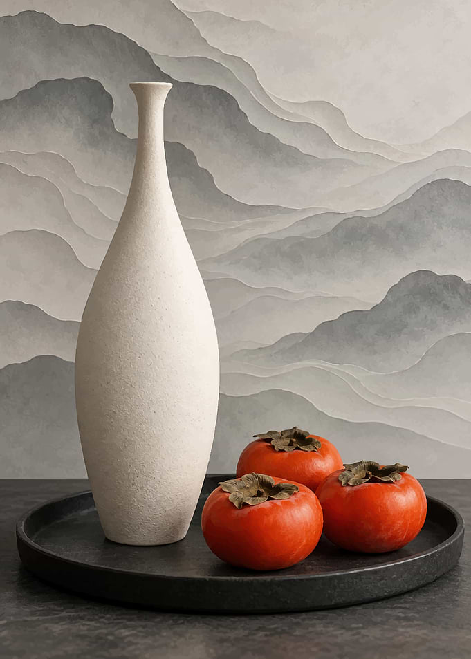 Minimalist Still Life with Persimmons