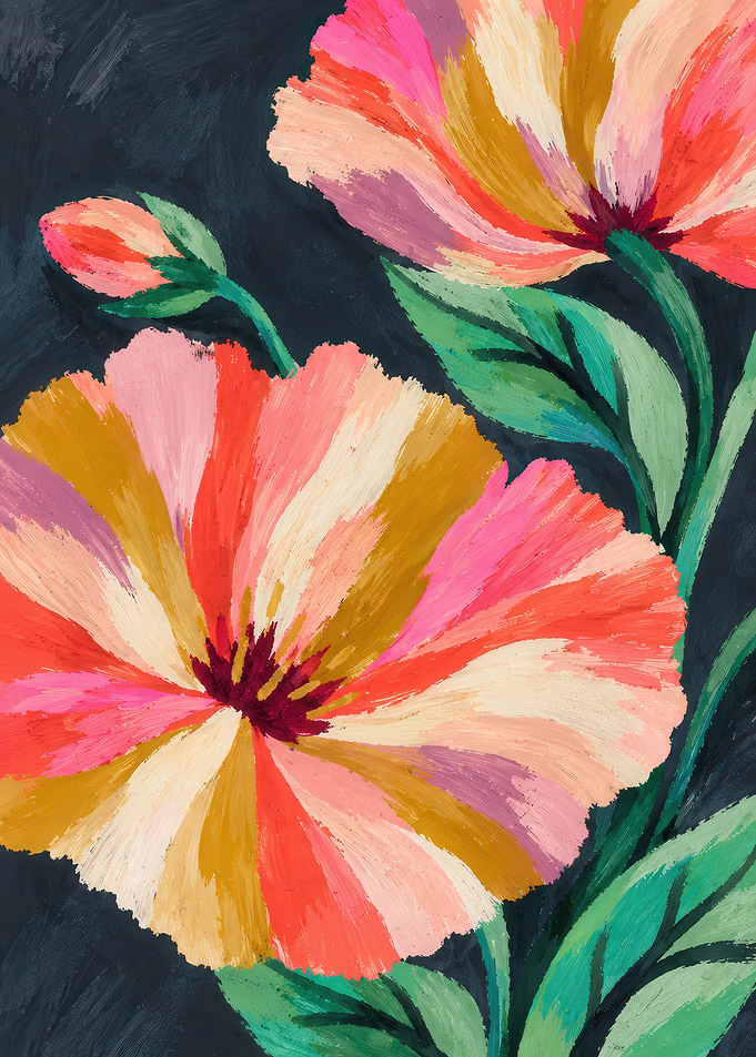 Vibrant Painted Floral Art